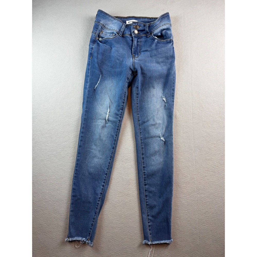 Blue Savvy Womens ultra high rise Skinny Jeans Distressed Raw Hem Size 7/28